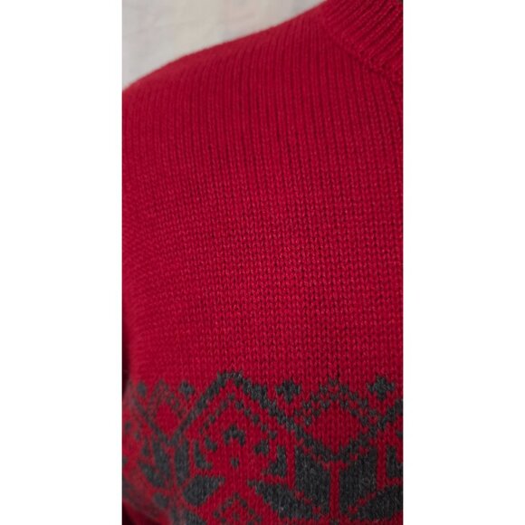 American Outpost Mens Red Nordic Holiday Snowflake Long Sleeve Sweater Size M - Picture 5 of 11